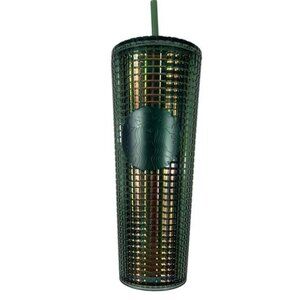 Starbucks Green Rainforest Grid Iridescent Fall 2022 Cold Cup 24 oz. Tumbler